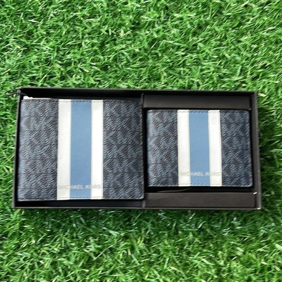 Michael Kors Men`s Gifting Bifold 3 in 1 Wallet Box Set Admiral Multi - Picture 7 of 14